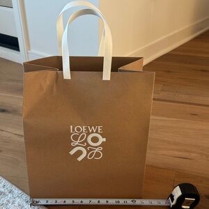 Loewe Tan Shopping Bag with White Handles
